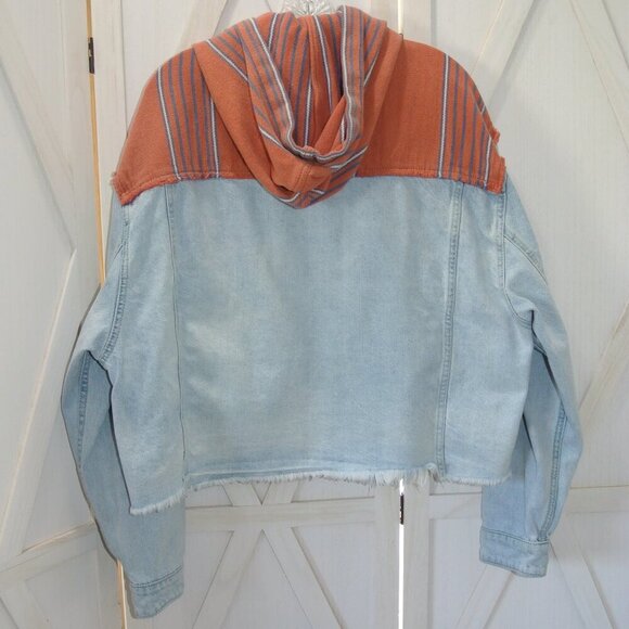 Free People Baja Mixed Media Hooded Denim Jacket - Picture 5 of 8